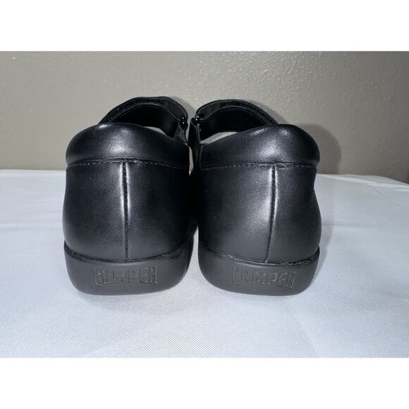 Camper Black Leather Mary Jane Janes Shoes Flat Hook & Loop Size EUR 38 / US 7.5 - Picture 5 of 12
